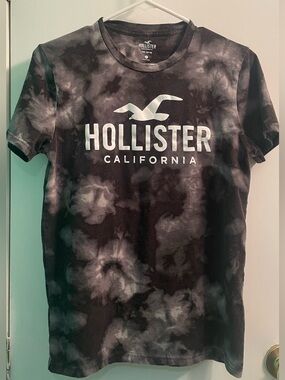 Hollister Black & Gray Tie-Dye Logo Tee